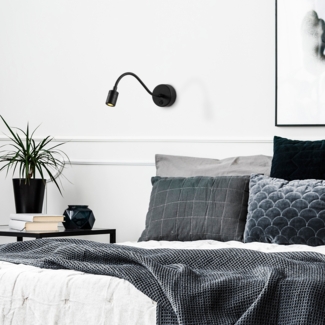 Wandleuchte, 'Reading', 15 x 38 x 8, Schwarz