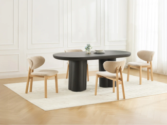 Vente-unique - 6er-Set Stühle - Stoff & Kautschukholz - Beige - FALDRA