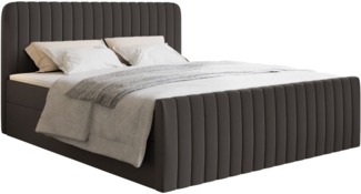Selsey 'Saliano' Boxspringbett mit Bettkasten, Topper und Chenille-Bezug, Graphit, 160x200 cm