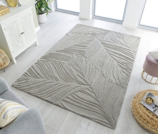 FLAIR RUGS Wollteppich LINO LEAF, rechteckig, Höhe: 10 mm, Hoch-Tief Effekt