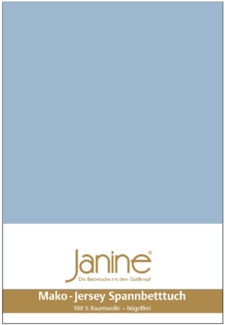 Janine Mako-Jersey Spannbetttuch Spannbettlaken 100% naturreine Baumwolle 32 perlblau 90-100cm x 190-200cm