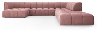 Micadoni Modulares Panorama Ecksofa Serena 7-Sitzer Strukturierter Stoff, Rosa