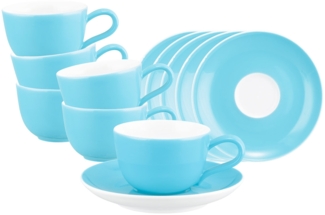 Seltmann Weiden Liberty Pure Colors Espressotasse mit Untertasse 6er Set - Lagoon Blue