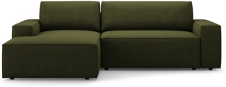 Micadoni Schlaf-Ecksofa Jodie 3-Sitzer Boucle Dunkel-Olivgrün Links
