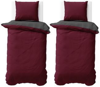 Visaggio Bettwäsche Mikrofaser Allergiker geeignet Doubleface Wendebettwäsche, Microfaser, 4 teilig, Modern Uni Doubleface Wendebettwäsche