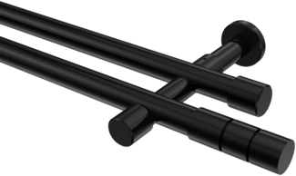 Gardinenstangen-Set Prestige Elanto 140 cm, 2-läufig (ohne Ringe), 20 mm Ø Schwarz