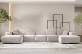 Wohnlandschaft Sofa U-Form CESINA XL in Stoff Ascot Bukla Creme