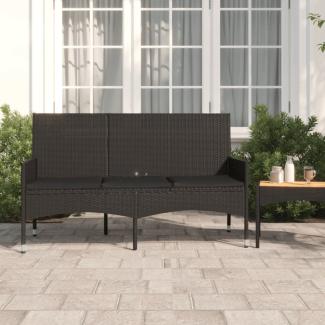 vidaXL Gartenbank 3-Sitzer mit Kissen Schwarz Poly Rattan 319494