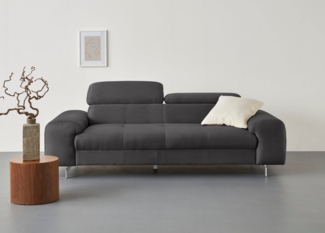 COTTA 3-Sitzer Chef, Big-Sofa mit Kopfteilverstellung, edle Metallkufen