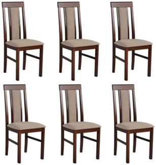 MOEBLO Stuhl ELIONA 2 (Eleganter Massivholz-Stuh – zeitloses Design mit gepolstertem Sitz für stilvolle Wohnräume, Polsterstühle, Holzstühle, Esszimmerstühle, Gepolstert Massivholz, 6 St), (BxHxT):43x96x40cm