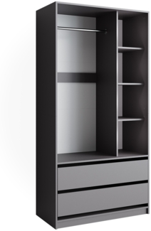 Kleiderschrank Elmo Anthrazit 100 x 200 cm mit 2 Schubladen Vicco