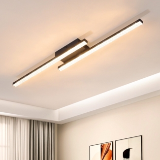 ZMH LED-Deckenleuchte, Schwarz, 12 W, moderne Metall-Kristalllampe, warmes Licht 3000 K, für Schlafzimmer, Flur, Küche, Büro, Wohnzimmer