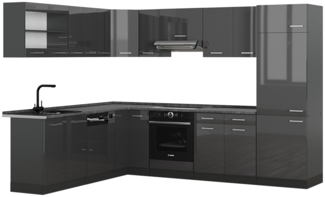 Eckküche R-Line Anthrazit Hochglanz/Anthrazit 287 x 60 cm , AP Anthrazit Vicco