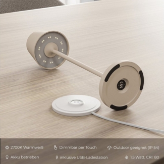 Neona LED Tischleuchte NOVA Sand, LED fest integriert, Warmweiß