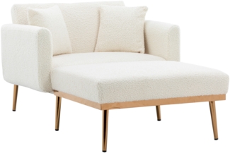 LVHOM Klappsofa mit Schlaffunktion, Schlafsofa Samtbezug mit goldenen Metallbeine, Klappbett Bettsofa Bettcouch, Chaiselounge, Weiß