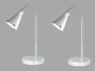 Moderne flexible LED Schreibtischleuchten 2er SET 1 flammig Kunststoff in silber