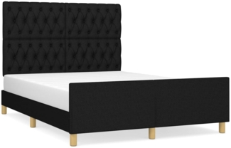Doppelbett mit Kopfteil Stoff Schwarz 140x190 cm