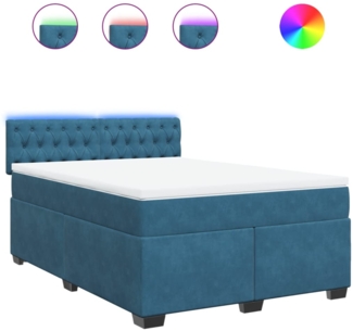 vidaXL Boxspringbett mit Matratze Blau 140x200 cm Samt 3288640