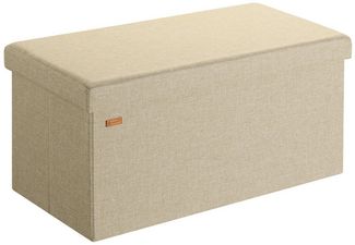 Casaria Sitzbank, mit Stauraum Faltbar Beige 80x40x40cm Gepolstert Deckel Stoff Stabil