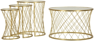 Dmora Set mit 4 Wohnzimmertischen Cabiaglio, Niedriger Wohnzimmertisch, Kaffeeregal, Couchtisch für Sofa, 70x70 h55 cm, Gold