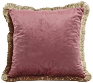 Kissen mit Fransen BORDEAUX dunkel rot gold 45 x 45 elegant Wohnen Deko weich
