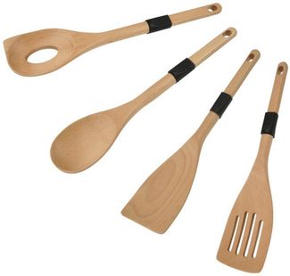 Stanley Rogers Kochbesteck-Set Küchenhelfer Set Holz, Kochlöffel Buchenholz, Bambus Küchenutensilien