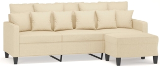 vidaXL 3-Sitzer-Sofa mit Hocker Creme 180 cm Stoff 3201091