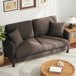 OUNUO Sofa 2 Sitzer Couch Bonnelfederkern 2 Zierkissen f. Wohnzimmer Schlafzimmer