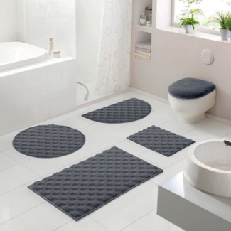 OTTO home Badematte Naala, Badvorleger, Badezimmer Teppich, sehr weich, Höhe 20 mm, rutschhemmend beschichtet, fußbodenheizungsgeeignet, schnell trocknend, Polyester, rechteckig, 3-tlg. Stand-WC Set, weiche Haptik, auch als 2-teiliges Set erhältlich, M...