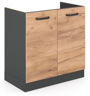 VICCO Küchenschrank R-Line Hängeschrank Unterschrank Küchenzeile Küchenunterschran Anthrazit (Eiche, Spülenunterschrank 80cm)