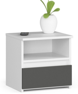 Home Collective Kommode 40 cm breit Holz Highboard Sideboard für Flur Schlafzimmer Wohnzimmer (Mehrzweckschrank Schrank schmal Kommode Schlafzimmer mit Schubladen), Kinderzimmer Organizer, 40 cm hoch mit 1 Schublade weiß-graphit