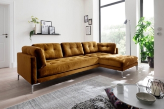 Trends by HG Ecksofa Landau L-Form, in Cord-Stoff mit Metallfuß