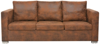 vidaXL Sofa 3-Sitzer 191x73x82 cm Wildleder-Optik 244703