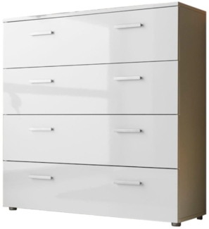 moebel-dich-auf Schubkastenkommode MALAGA 3 (mit 4 Schubkästen, 88 cm breit), Fronten in weiß Hochglanz