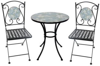 HTI-Living Garten-Essgruppe Tisch und 2 Stühle Celia Petunien, (Set, 3-tlg, 1 Tisch 2 Stühle), Sitzgruppe Essgruppe Balkonset