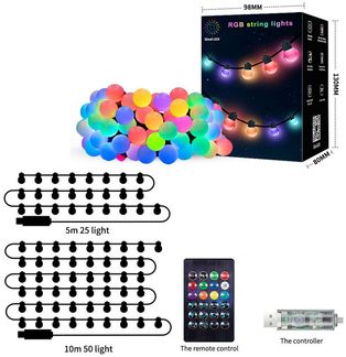 VIVIHEYDAY LED-Lichterkette Mini Kugeln Bunt Beleuchtung, Fernbedienung und APP-Steuerung, Party Weihnachtsdeko