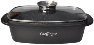 Cheffinger Bräter Bräter Deckel Induktion Pfanne Schmortopf Marmorbeschichtung 32cm, Aluguss (Set, 2-tlg)