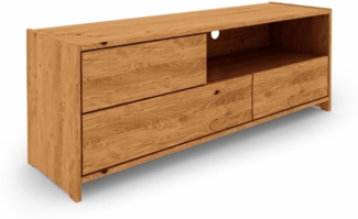 TV-Board Zigo aus Wildeiche massiv 148x41x54 mit 3 Schubladen und 1 Fach