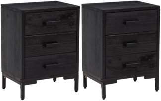 vidaXL Nachttische 2 Stk. Schwarz 40x30x55 cm Massivholz Kiefer 3120341
