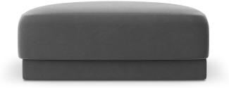 Micadoni Samtstoff Pouf Hocker Miley | Bezug Grey | Beinfarbe Black Plastic