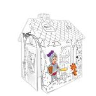 Mochtoys 11123 Malhaus Ritter, Spielhaus, Kartonhaus mit Türe 78 x 67 x 99 cm weiß