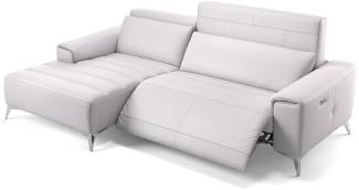 Sofanella Ecksofa BELLA Sofalandschaft Funktionscouch Ledercouch in Weiß S: 209 Breite x 100 Tiefe