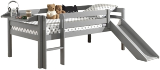 Kojenbett mit Rutsche Karolina 208x175x83 Massivholz Grau