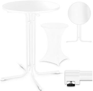 VESKA Stehtisch Ø 80cm inkl. Husse, Gastro Bistrotisch (klappbar Indoor & Outdoor, höhenverstellbare Füße, Klapptisch rund), Partytisch, Empfangstisch, Gartentisch wetterfest