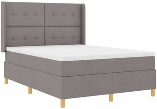 vidaXL Boxspringbett mit Matratze Taupe 140 x 190 cm Stoff 3343690
