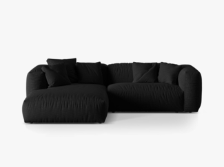 Micadoni Ecksofa Martina 2-Sitzer Strukturierter Stoff Schwarz Links