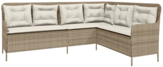 vidaXL Gartensofa in L-Form mit Kissen Beige Poly Rattan 369004