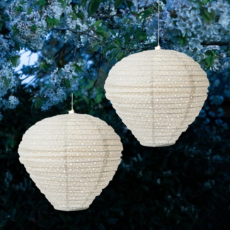 MARELIDA LED Lampion Solar Gartenlampion Ballon weiß D: 30cm Balkon Terrasse 2er Set, LED Classic, warmweiß (2100K bis 3000K)