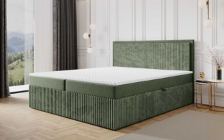 Boxspringbett Schlafzimmerbett HIDIS 140x200cm Stoff Vito Olivgrün