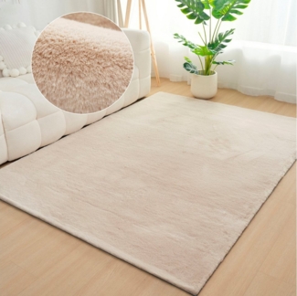 Bruno Banani Fellteppich Rabbit 2, Kunstfell Teppich, Modern, rechteckig, Höhe: 25 mm, Kaninchenfell-Haptik, sehr weich, Wohnzimmer, Schlafzimmer, Esszimmer